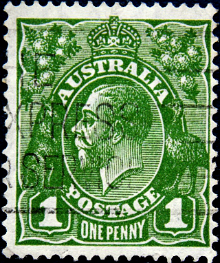 Австралия 1926 год . Король Георг V . 1 p . Каталог 0,50 €.